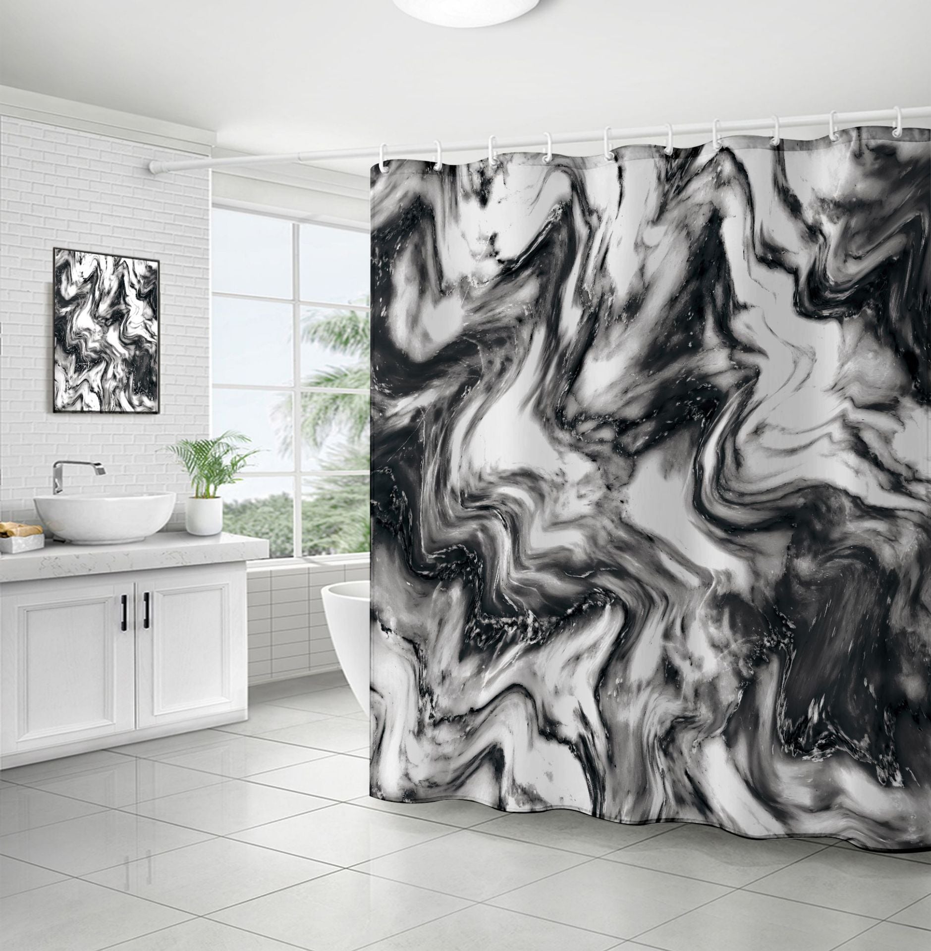 Duschvorhang Marmor Aus Polyester – Stilvolles Badezimmer Erlebnis 3