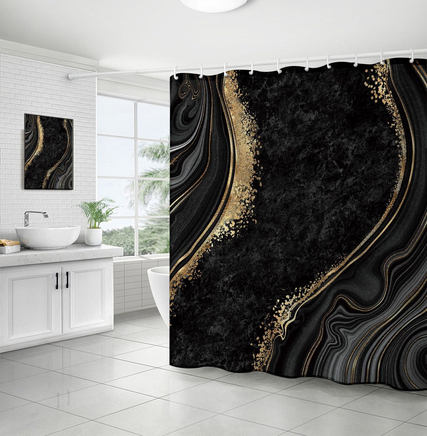 Duschvorhang Marmor Aus Polyester – Stilvolles Badezimmer Erlebnis 4