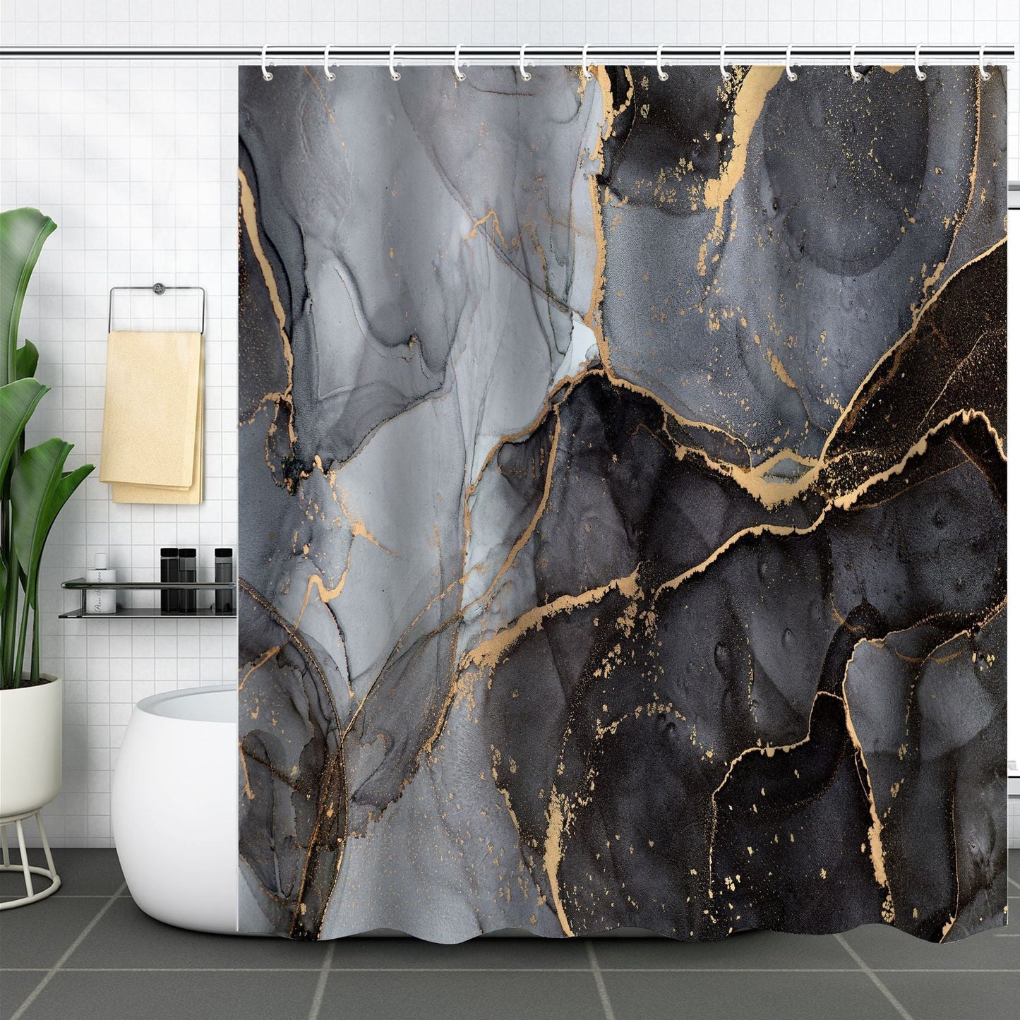 Duschvorhang Marmor Aus Polyester – Stilvolles Badezimmer Erlebnis 5