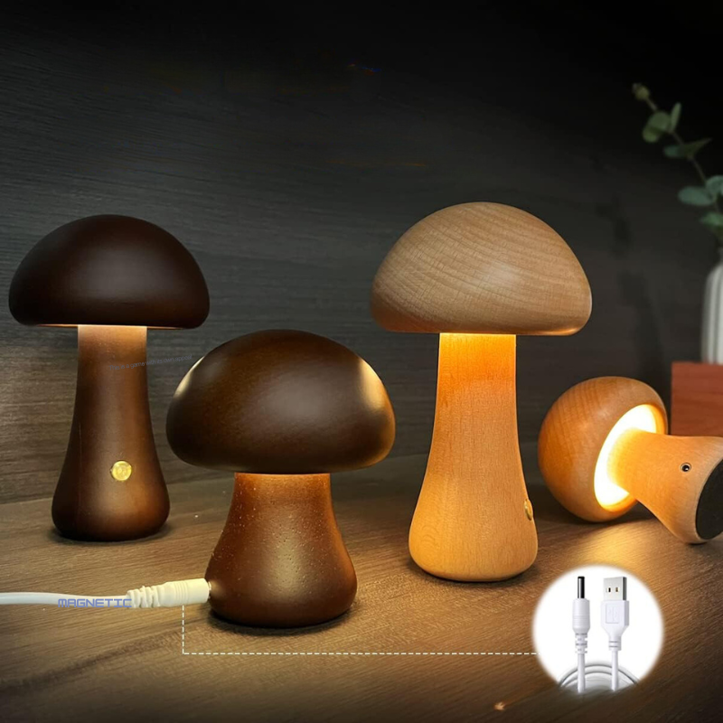 EcoGlow Holz-Pilz Nachtlicht – Beruhigende Beleuchtung Für Kinder 3