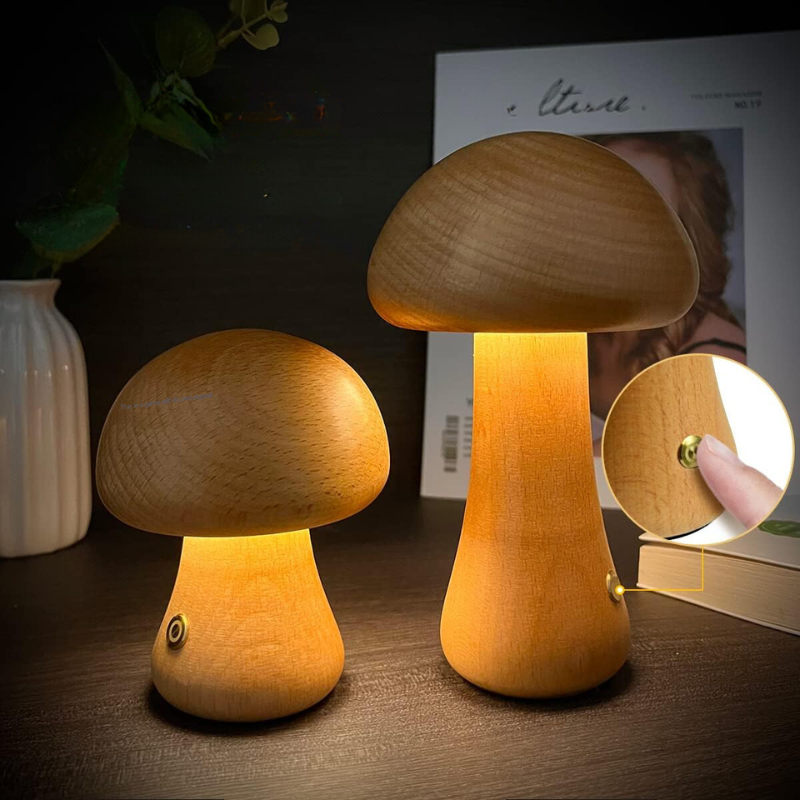 EcoGlow Holz-Pilz Nachtlicht – Beruhigende Beleuchtung Für Kinder 4