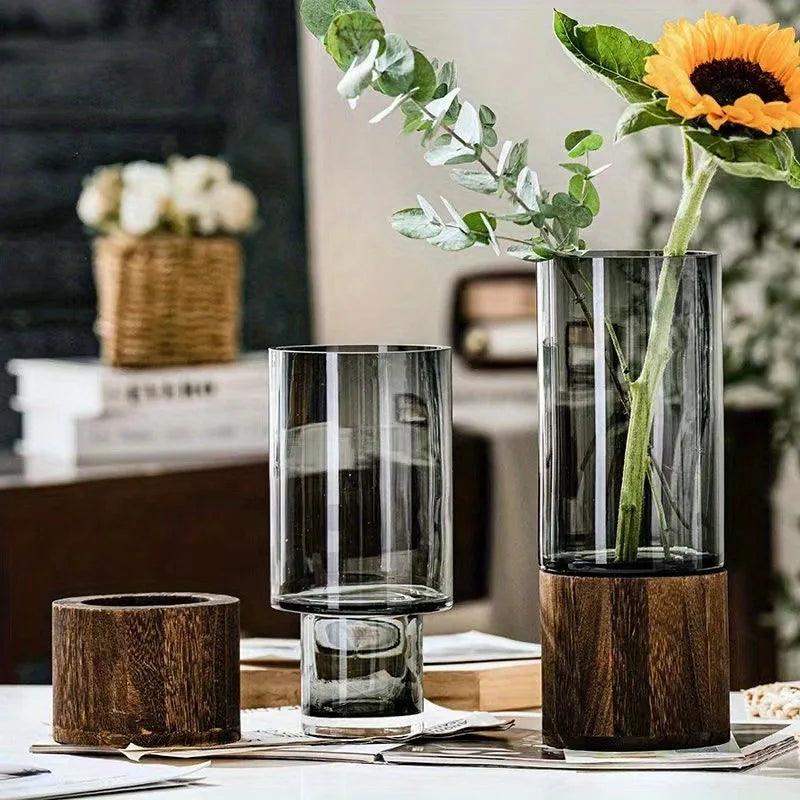 Elegante Glasvase Mit Holzdetails – Stilvolle Akzente Für Ihr Zuhause 1
