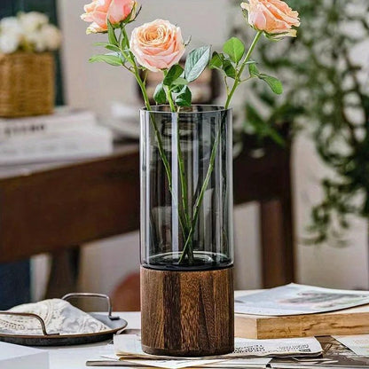 Elegante Glasvase Mit Holzdetails – Stilvolle Akzente Für Ihr Zuhause 2