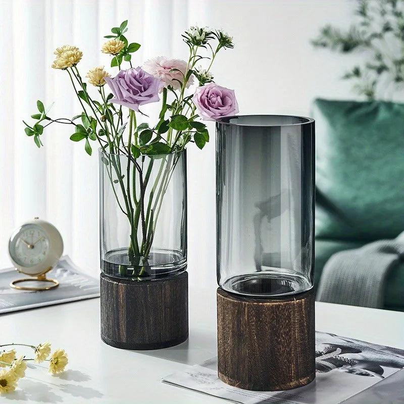 Elegante Glasvase Mit Holzdetails – Stilvolle Akzente Für Ihr Zuhause 3