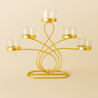 Eleganter 5-Armiger Teelichthalter Gold – Stilvolle Atmosphäre Für Jedes Zuhause 3