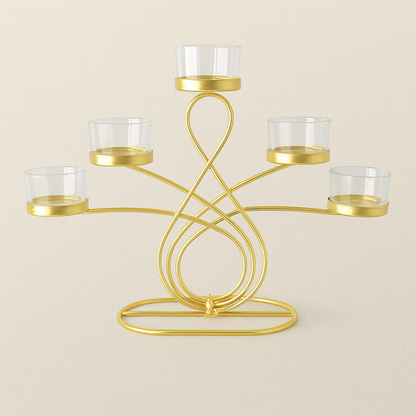 Eleganter 5-Armiger Teelichthalter Gold – Stilvolle Atmosphäre Für Jedes Zuhause 4