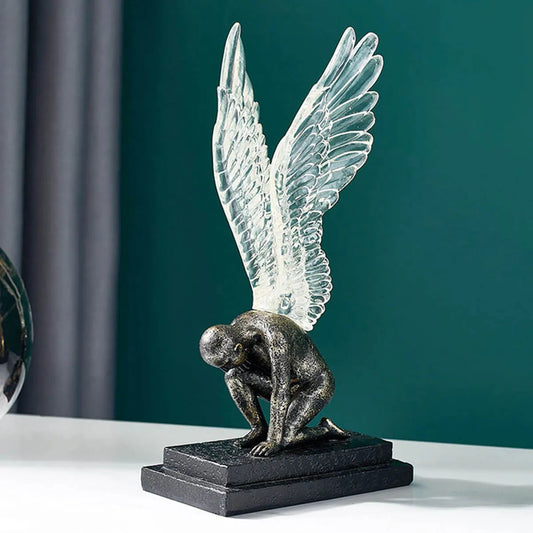 Engel Mit Goldenen Flügeln Statue – Anmutige Kunst Für Jeden Raum 4