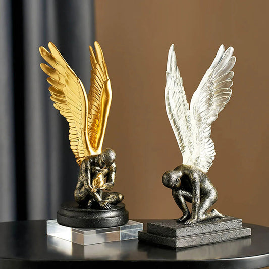 Engel Mit Goldenen Flügeln Statue – Anmutige Kunst Für Jeden Raum 8