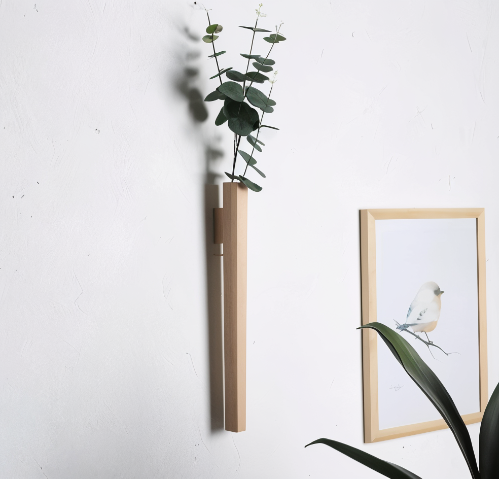 FrischFloret Wandvase Schwarznuss & Buchenholz – Elegante Blumenpräsentation Für Ihr Zuhause 2