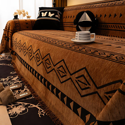 Geometrischer Tribal-Chenille-Sofabezug – Hochwertiger Schutz und Stil für Ihr Wohnzimmer 0