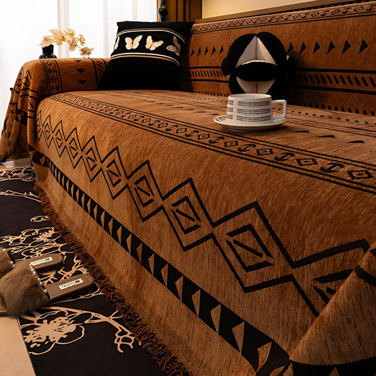 Geometrischer Tribal-Chenille-Sofabezug – Hochwertiger Schutz und Stil für Ihr Wohnzimmer 0