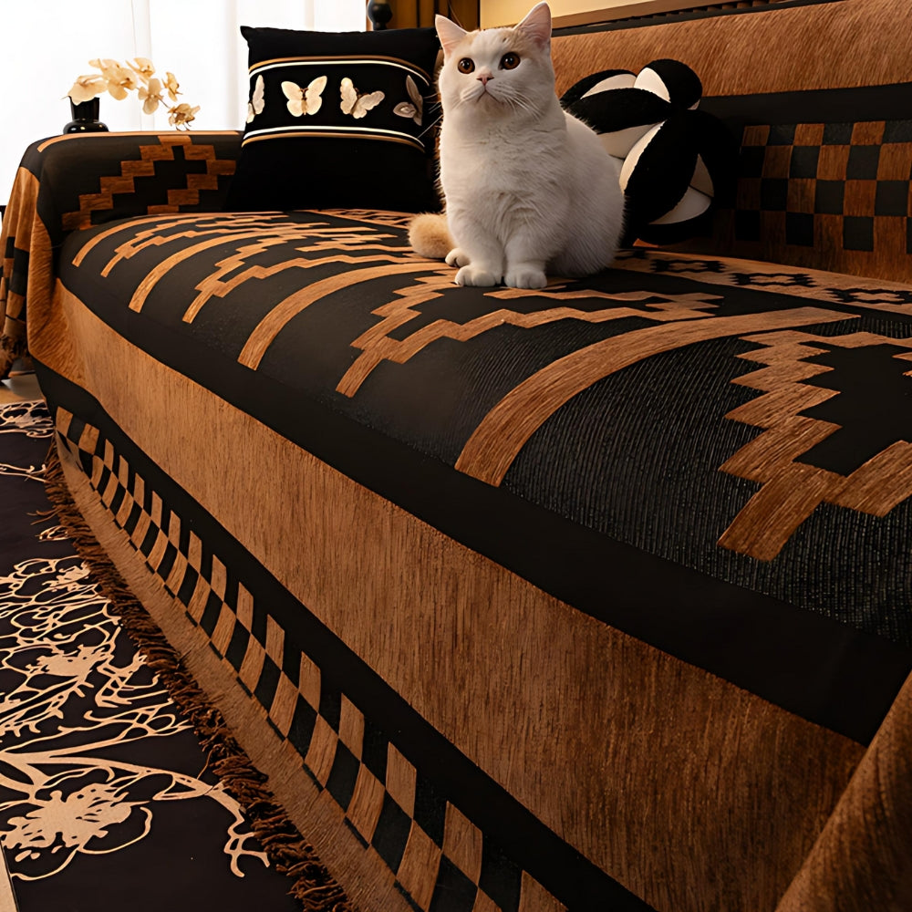 Geometrischer Tribal-Chenille-Sofabezug – Hochwertiger Schutz und Stil für Ihr Wohnzimmer 2