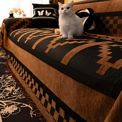 Geometrischer Tribal-Chenille-Sofabezug – Hochwertiger Schutz und Stil für Ihr Wohnzimmer 2