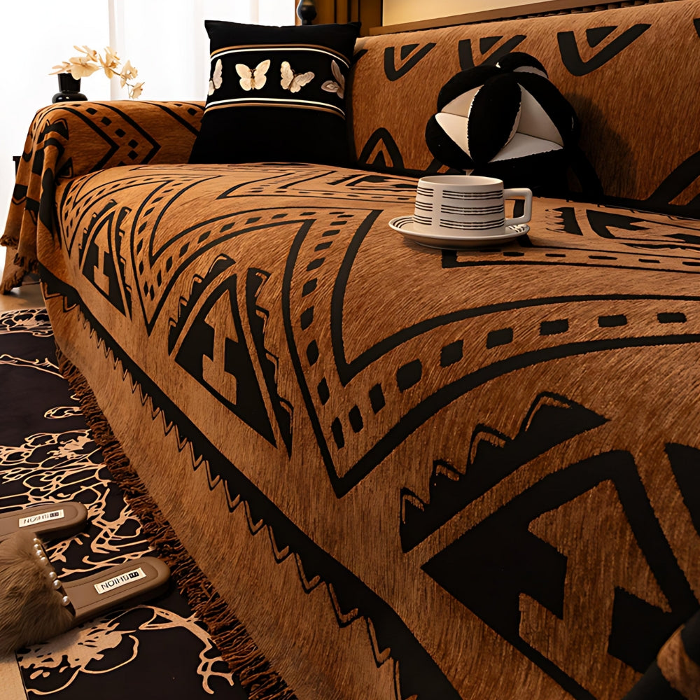 Geometrischer Tribal-Chenille-Sofabezug – Hochwertiger Schutz und Stil für Ihr Wohnzimmer 3