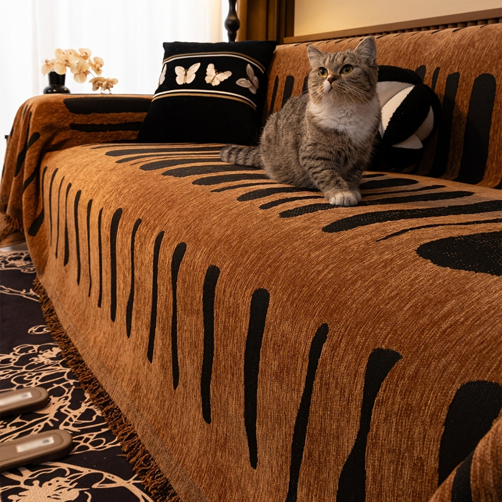 Geometrischer Tribal-Chenille-Sofabezug – Hochwertiger Schutz und Stil für Ihr Wohnzimmer 4