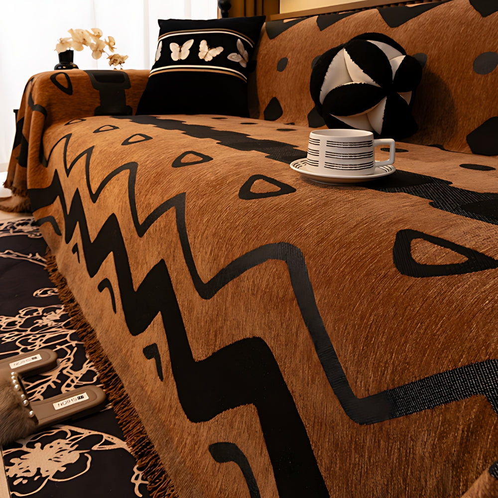Geometrischer Tribal-Chenille-Sofabezug – Hochwertiger Schutz und Stil für Ihr Wohnzimmer 6
