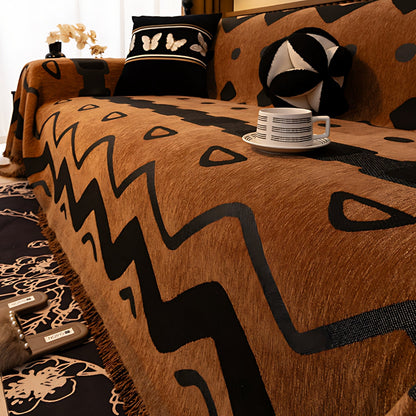 Geometrischer Tribal-Chenille-Sofabezug – Hochwertiger Schutz und Stil für Ihr Wohnzimmer 6