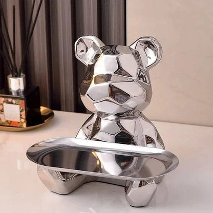 Geometrisches Bärenskulptur-Tablett – Elegante Vielseitigkeit für Ihr Zuhause 0