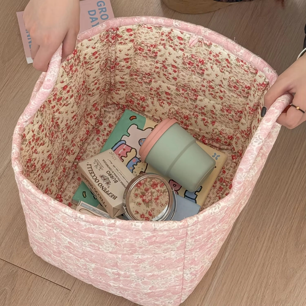 **Gestepptes Aufbewahrungskorb Blumenmuster** – Charmante und Funktionale Aufbewahrungslösung 2