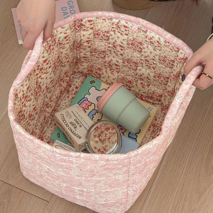 **Gestepptes Aufbewahrungskorb Blumenmuster** – Charmante und Funktionale Aufbewahrungslösung 2
