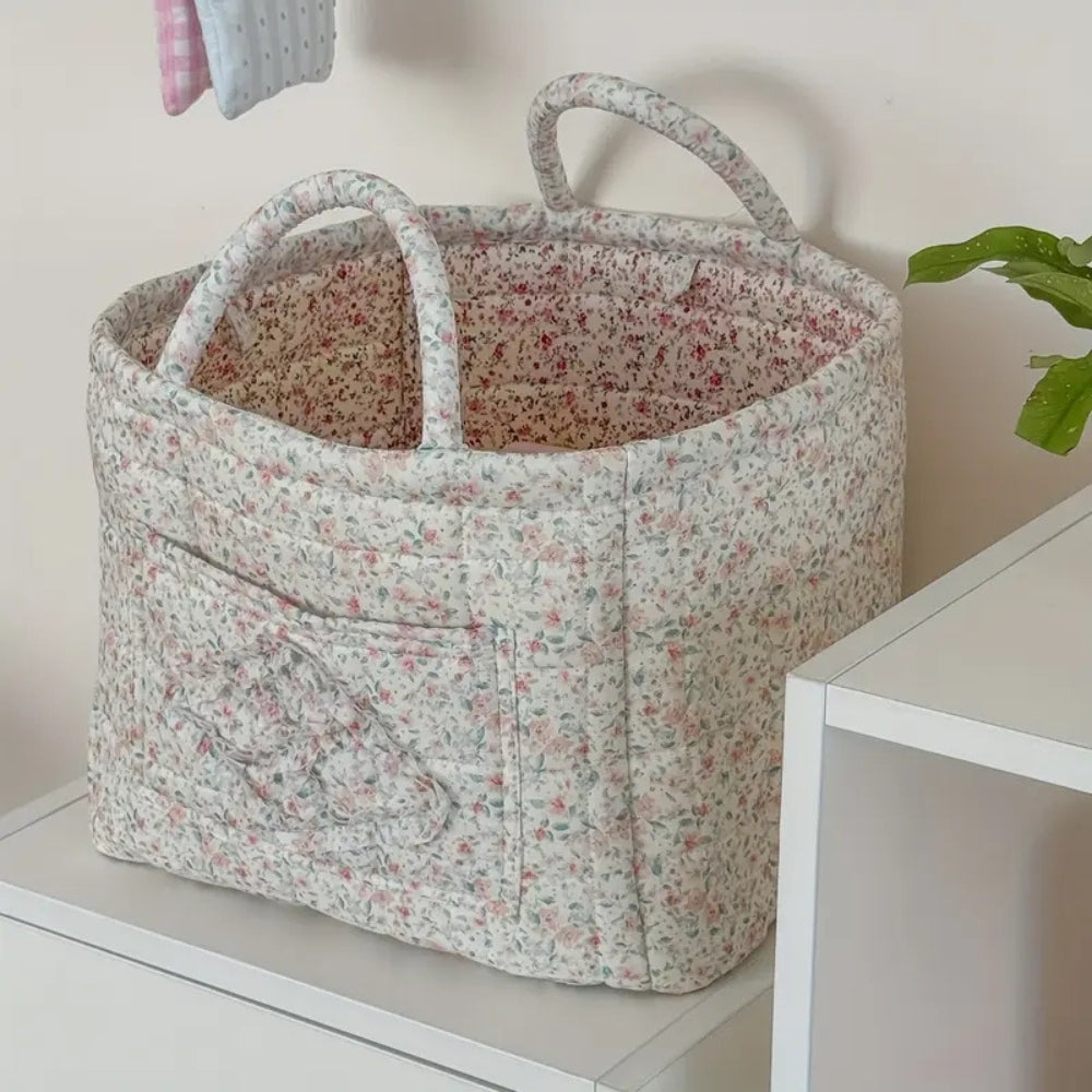 **Gestepptes Aufbewahrungskorb Blumenmuster** – Charmante und Funktionale Aufbewahrungslösung 3
