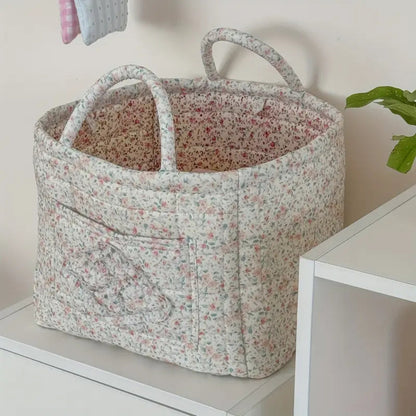 **Gestepptes Aufbewahrungskorb Blumenmuster** – Charmante und Funktionale Aufbewahrungslösung 3