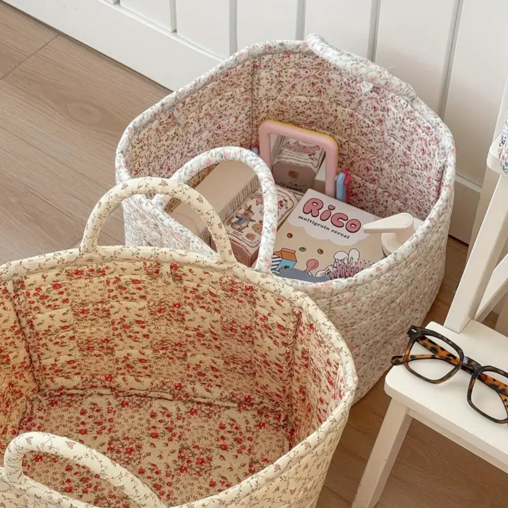 **Gestepptes Aufbewahrungskorb Blumenmuster** – Charmante und Funktionale Aufbewahrungslösung 5
