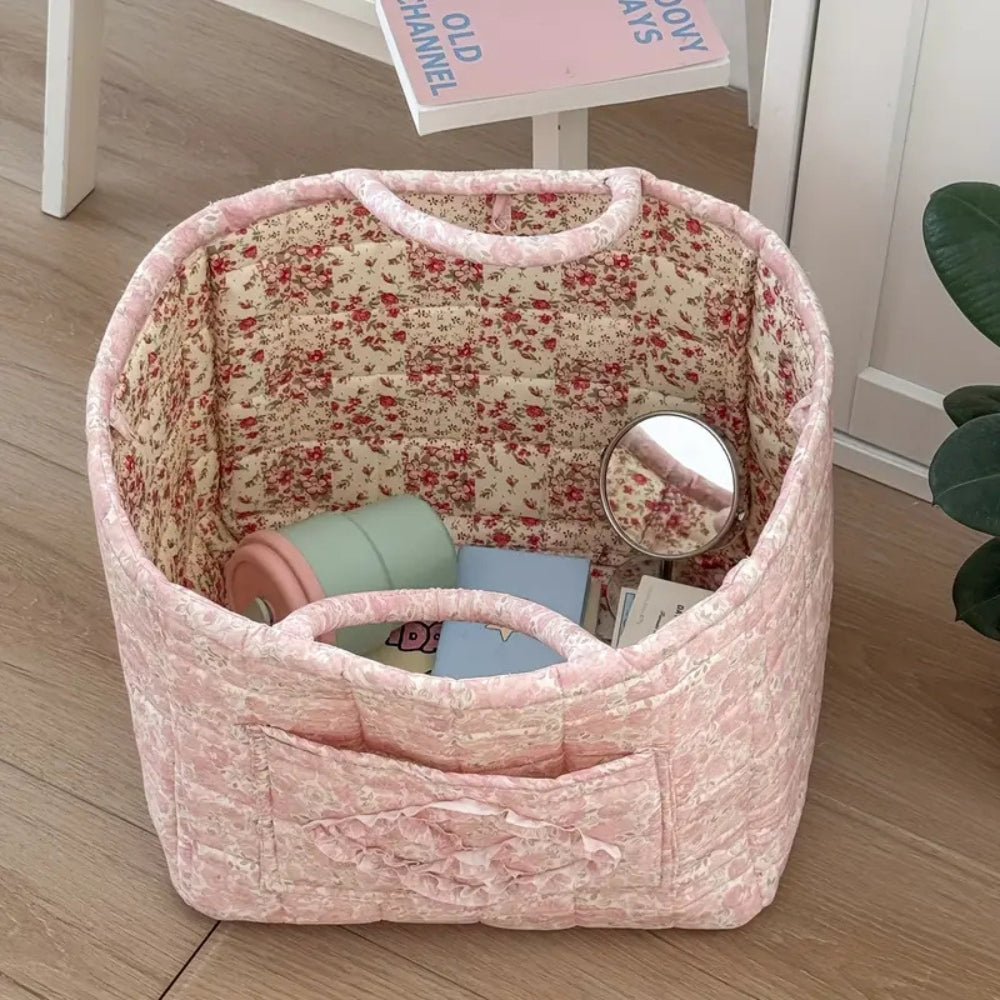 **Gestepptes Aufbewahrungskorb Blumenmuster** – Charmante und Funktionale Aufbewahrungslösung 6