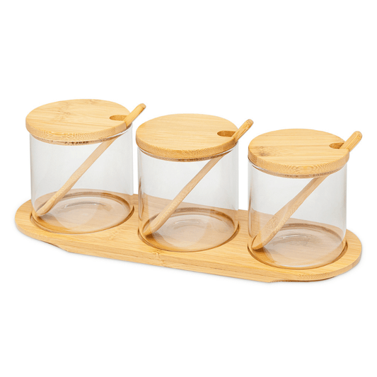 Glasbehälter Set Mit Bambusdeckel – Stilvolle Aufbewahrung Für Gewürze Und Snacks 0