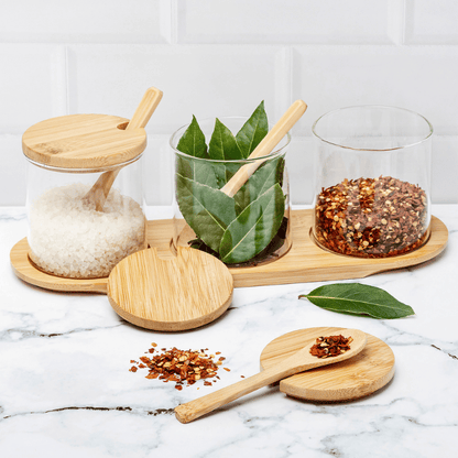 Glasbehälter Set Mit Bambusdeckel – Stilvolle Aufbewahrung Für Gewürze Und Snacks 2