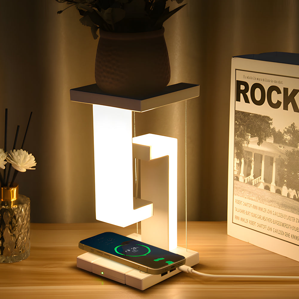 GlideLite Schwebende LED-Tischlampe – Modernes Design Mit Kabellosem Laden 1