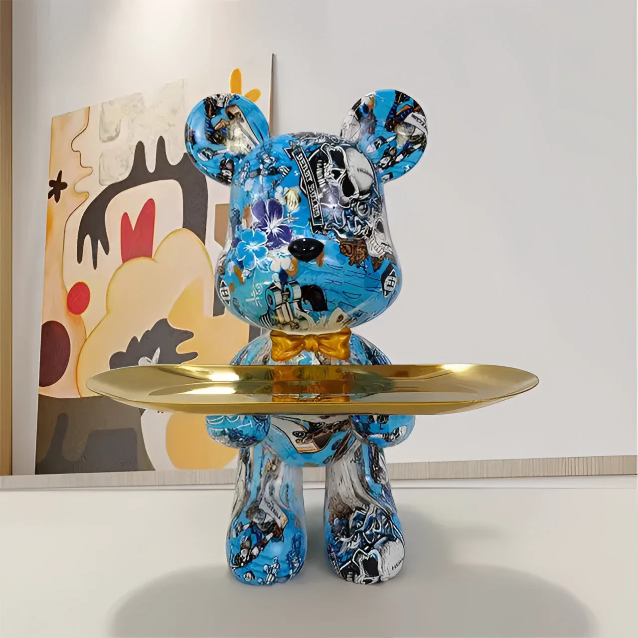 Graffiti-Bär Tischskulptur – Urbaner Charme Für Ihr Zuhause 0