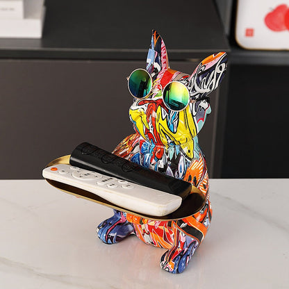Graffiti-Statue Französische Bulldogge – Urbaner Charme Mit Praktischem Stauraum 1