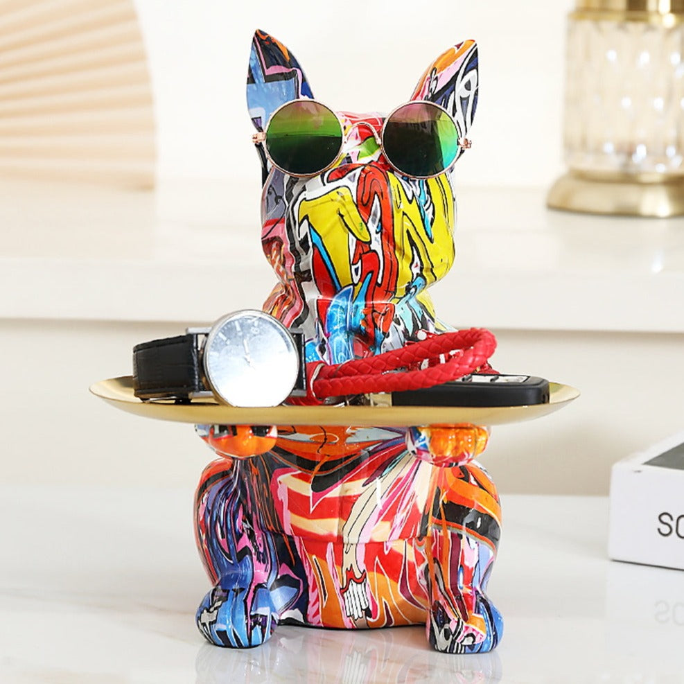 Graffiti-Statue Französische Bulldogge – Urbaner Charme Mit Praktischem Stauraum 2