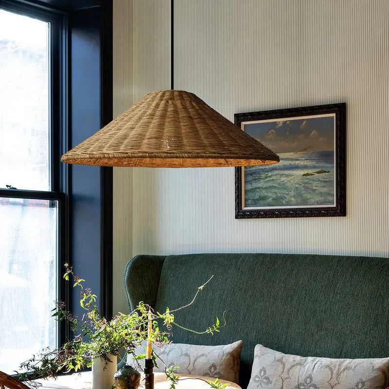 Japanischer Vintage-Kronleuchter aus Bambus und Rattan – Rustikaler Charme für Ihr Zuhause 1
