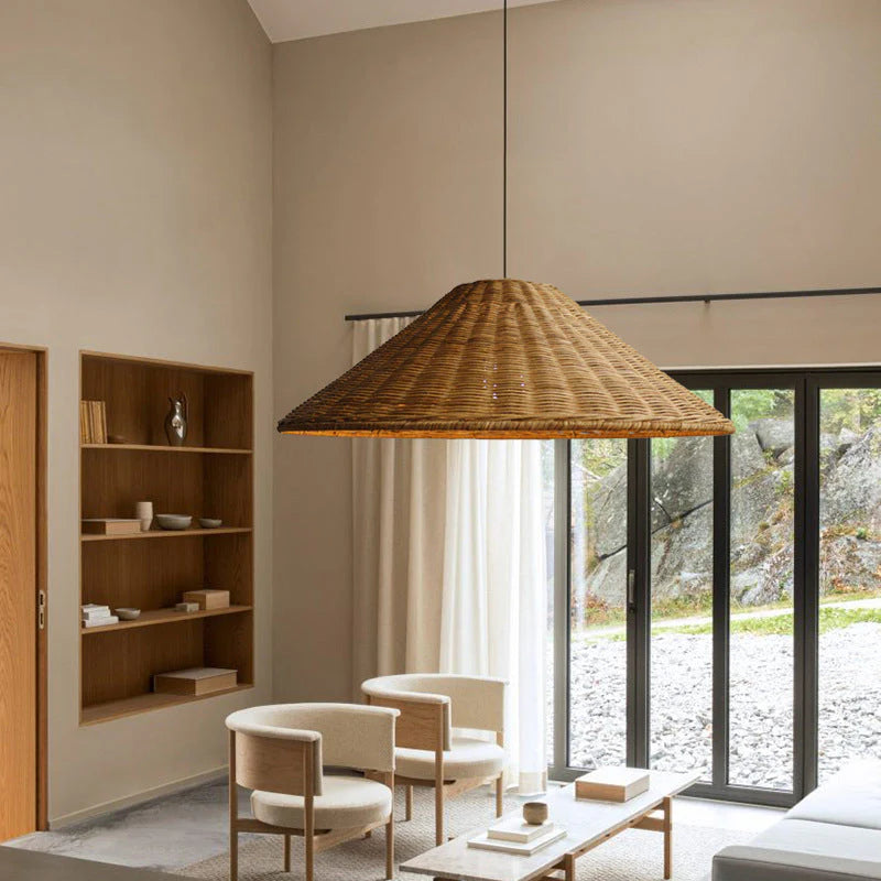 Japanischer Vintage-Kronleuchter aus Bambus und Rattan – Rustikaler Charme für Ihr Zuhause 3