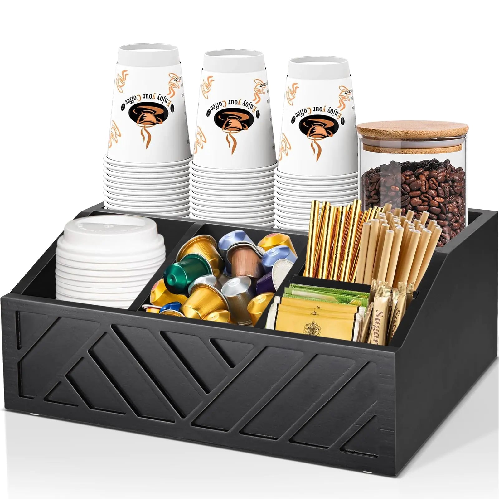 Kaffeebar-Organizer Holz – Stilvolle Ordnung für Ihr Kaffeezubehör 0
