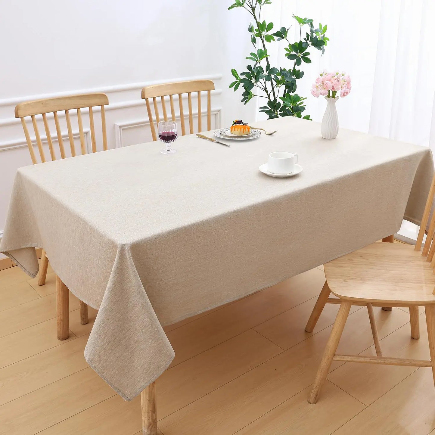 Kitinjoy Rechteckige Tischdecke Aus Leinen – Elegantes Wasserdichtes Design Für Jeden Anlass 1
