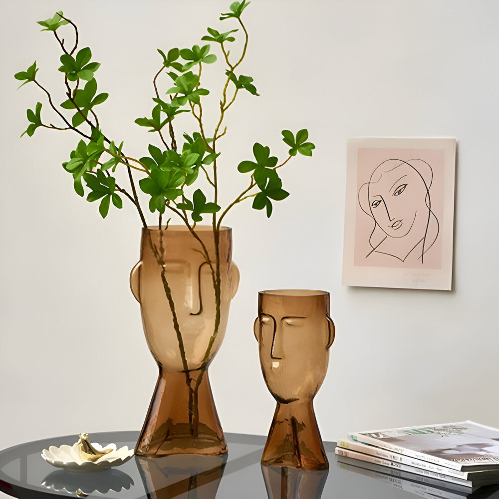 Künstlerische Glas-Vase Kopf-Form – Einzigartiger Blickfang für Ihr Zuhause 0