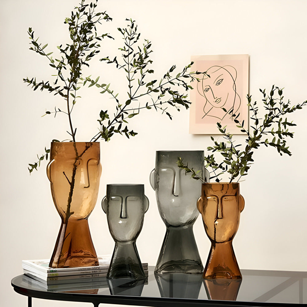 Künstlerische Glas-Vase Kopf-Form – Einzigartiger Blickfang für Ihr Zuhause 1