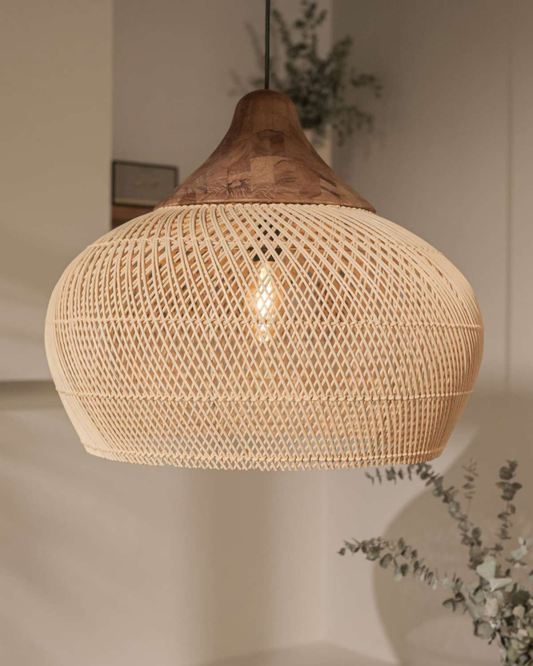 Orbe Céleste Pendelleuchte - Natürliches Holzdesign
