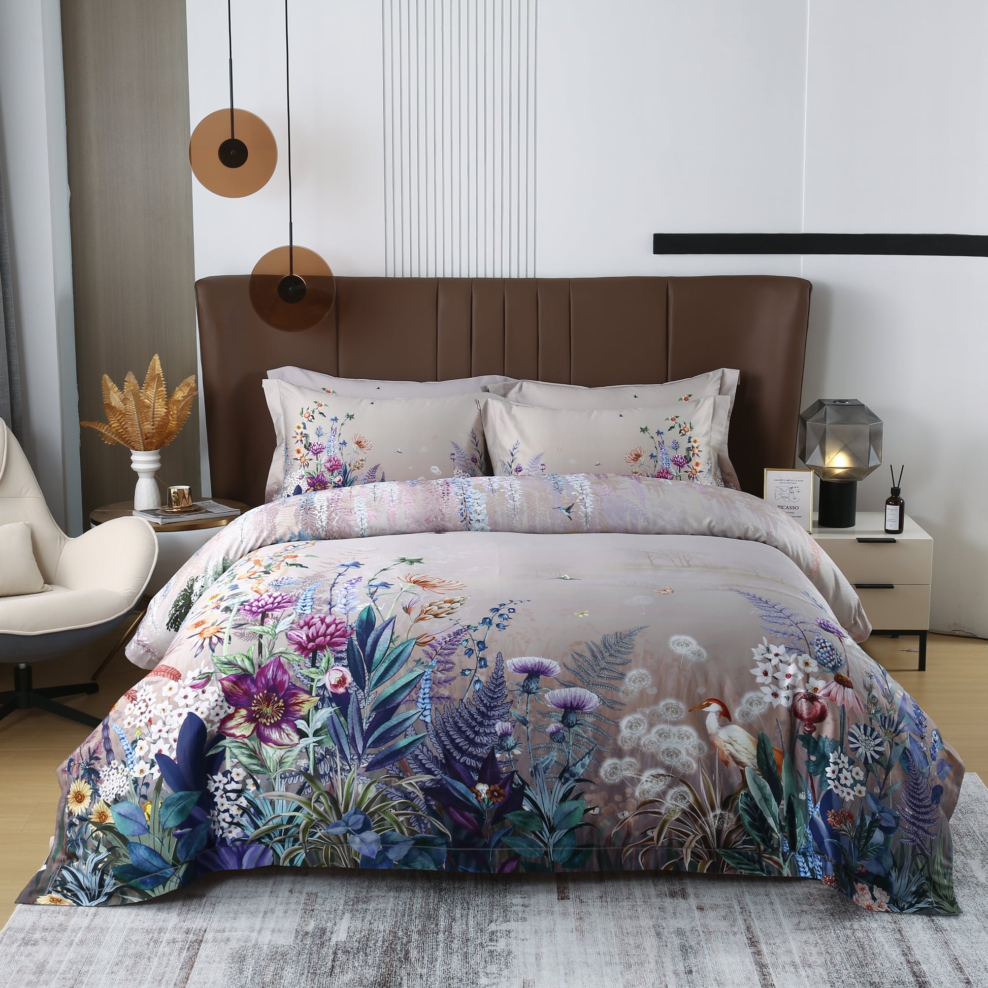 Lila Blumen Bettbezug Set – Künstlerisches Ambiente Für Entspannende Nächte 3