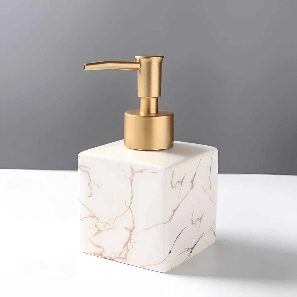 Marmor Seifenspender Mattgold – Elegante Badezimmerakzentuierung 0