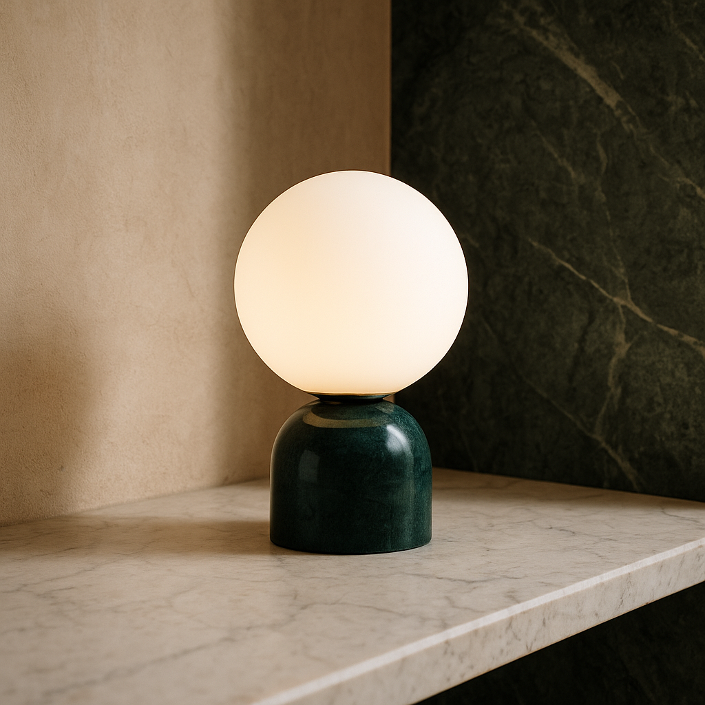 Marnor Marmor Tischlampe Mit Glasschirm – Schlichtes Skandinavisches Ambiente 3