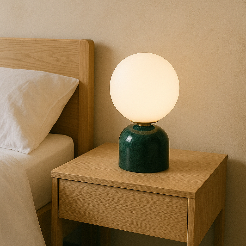 Marnor Marmor Tischlampe Mit Glasschirm – Schlichtes Skandinavisches Ambiente 5