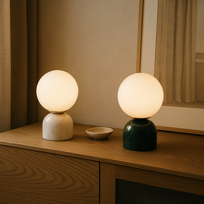 Marnor Marmor Tischlampe Mit Glasschirm – Schlichtes Skandinavisches Ambiente 6