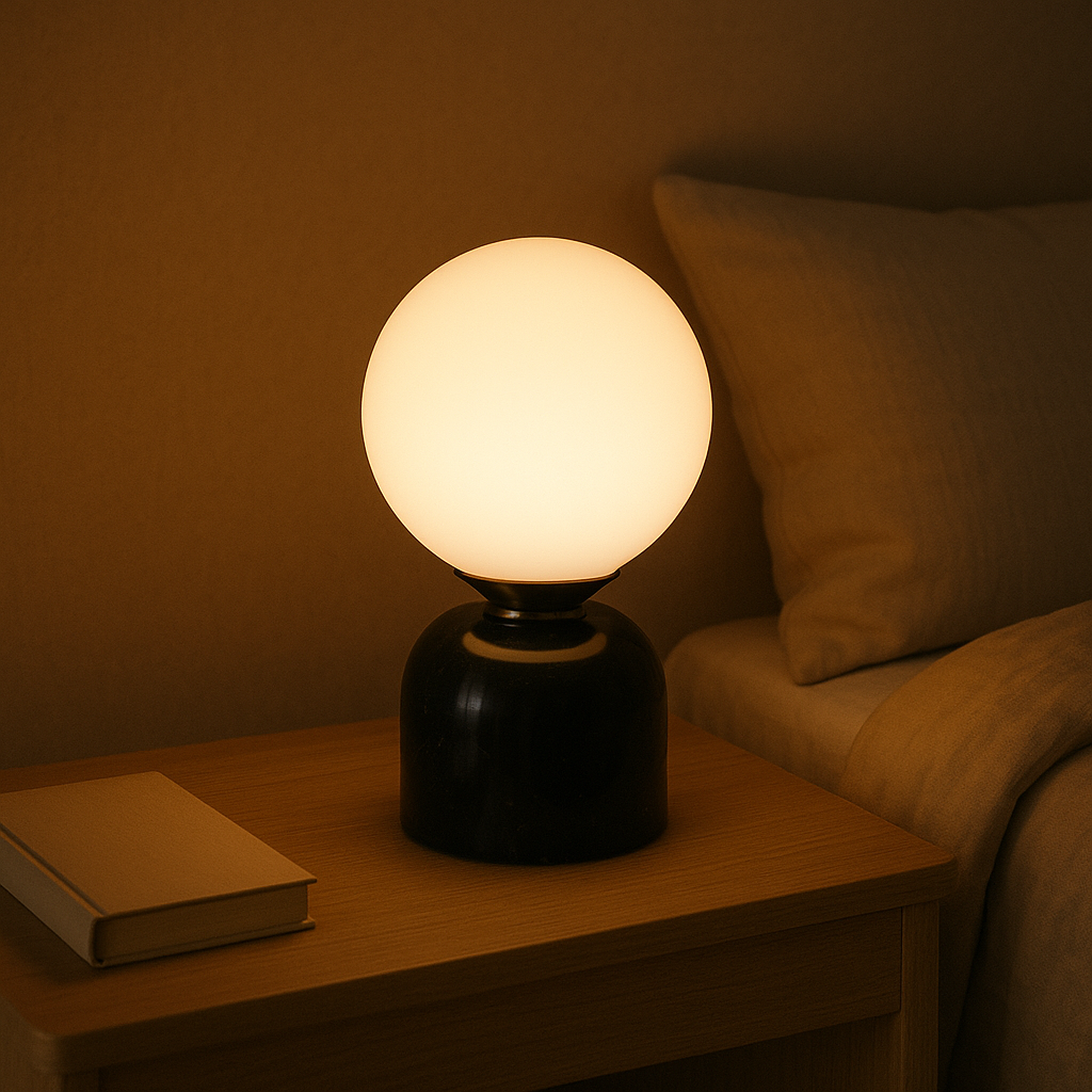 Marnor Marmor Tischlampe Mit Glasschirm – Schlichtes Skandinavisches Ambiente 7