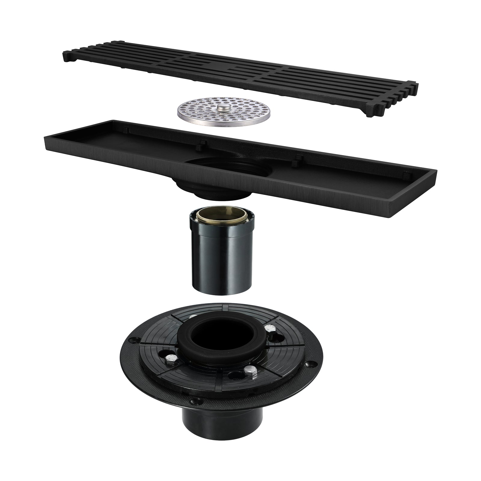 Mattschwarzer Rechteckiger Duschablauf – Stilvolles Design für Effizienten Wasserfluss 2