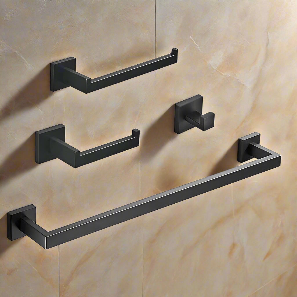 Mattschwarzes Badzubehör-Set aus Edelstahl – Stilvolles Design für Elegante Badezimmer 0