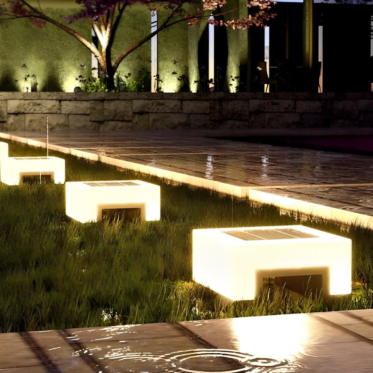 Minimalistische Quadratische Wasserdichte LED Schwarz – Elegante Solarlichter Für Ihren Außenbereich 1